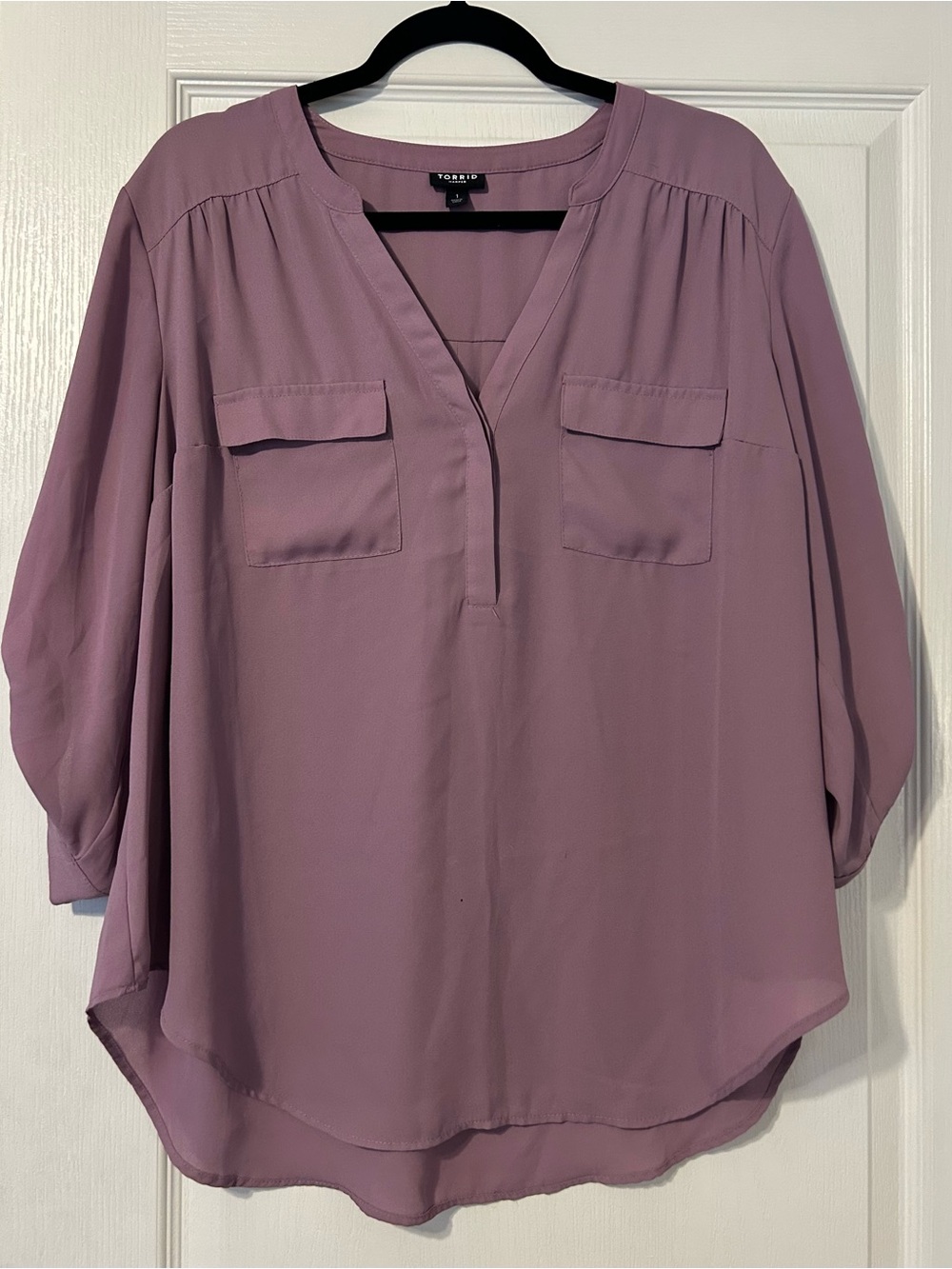 Torrid Lavender Mauve Split-Neck Blouse
